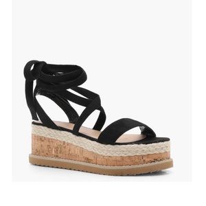 BOOHOO FLATFORM ESPADRILLE TIE UP WEDGE